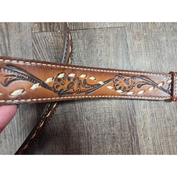 Nocona NEW 'GENE' belt Brown Leather Western Vintage Look Men's Size 42 - Picture 3 of 5